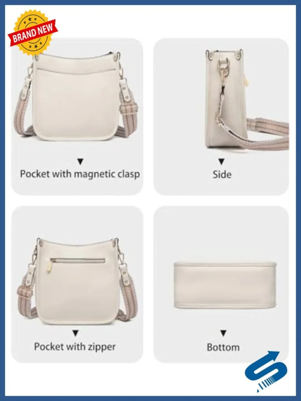 Women's 3Pc PU Leather Crossbody Hobo Bag Set with Wallet, Adjustable Straps